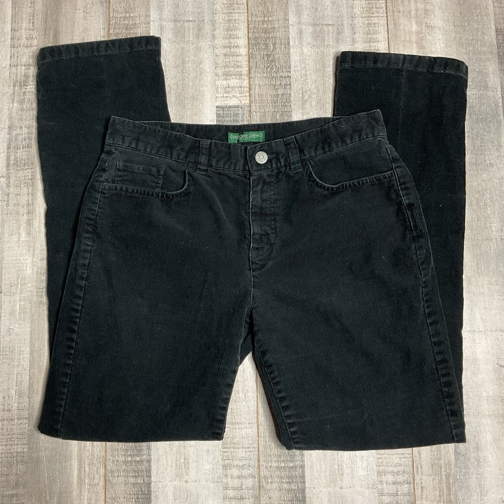 Lauren‎ Ralph Lauren Petite Corduroy Pants Womens 4P Black Straight Leg Stretch